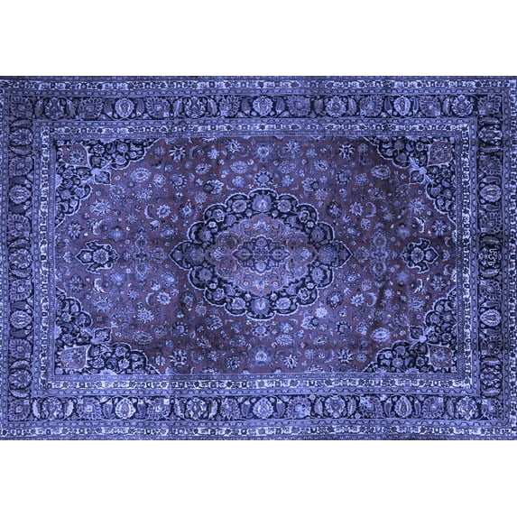 Ahgly Company Machine Washable Indoor Rectangle Medallion Blue Traditional Area Rugs, 5' x 8'