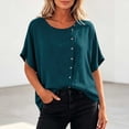 thumbnail image 5 of GUACER Women's Button-Down Tops Short Sleeve Casual Blouse Cotton Linen Trendy Loose Fit Shirts, 5 of 9