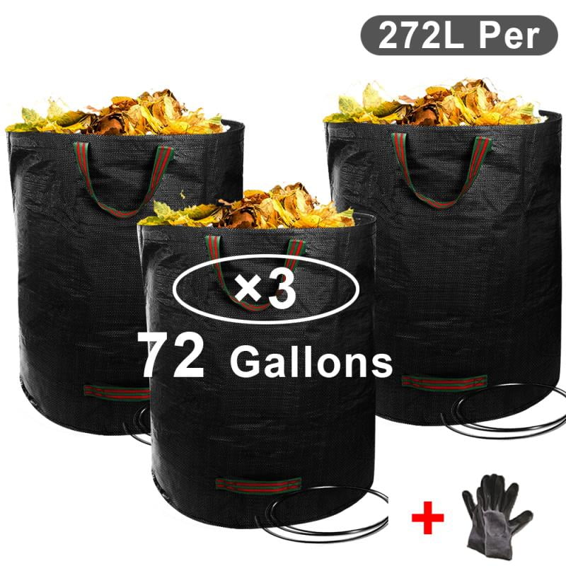 Reusable Collapsible Gardening Containers Yard Waste Bags for Lawn and Leaf 3 Pack 72 Gallons Garden Bags 