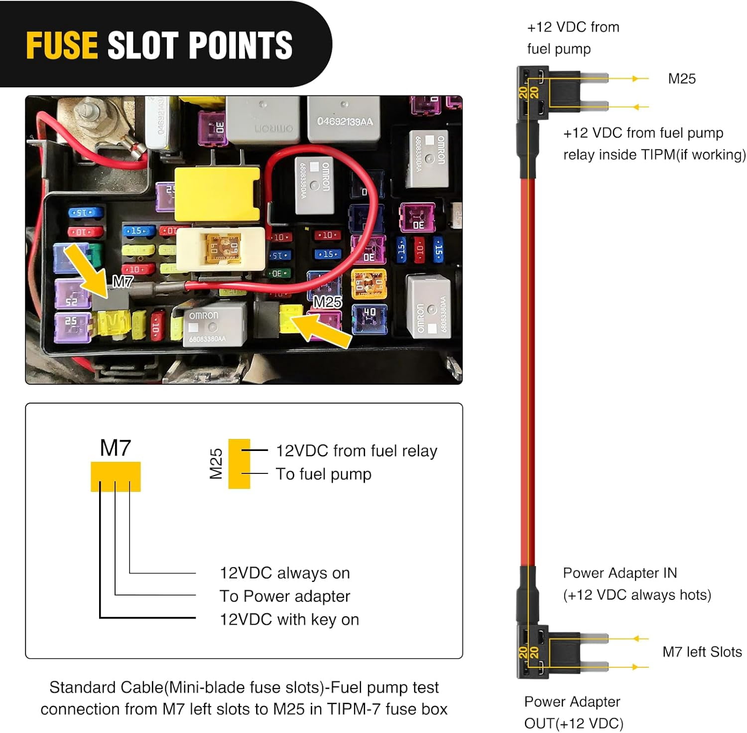 Nilight Fuse Adapter Fuses Holder TIPM Bypass 14AWG Wire 20 AMP Repair Fuel Pump Relay Cable Compatible with Dodge Ram 1500 2500 3500 Chrysler Jeep VW 2007-2016 Replace CBWPR091AA