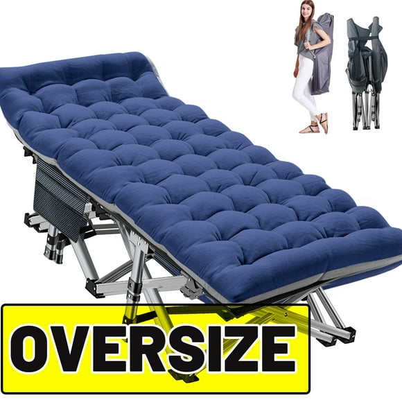 ABORON Oversized XXL Folding Camping Cot for Adults & Kids, 78" L x 32" W x 18" H Large Folding Guest Bed Cots, 900lb Sleeping Cot Folding Bed with 2 Sided Mattress & Carry Bag