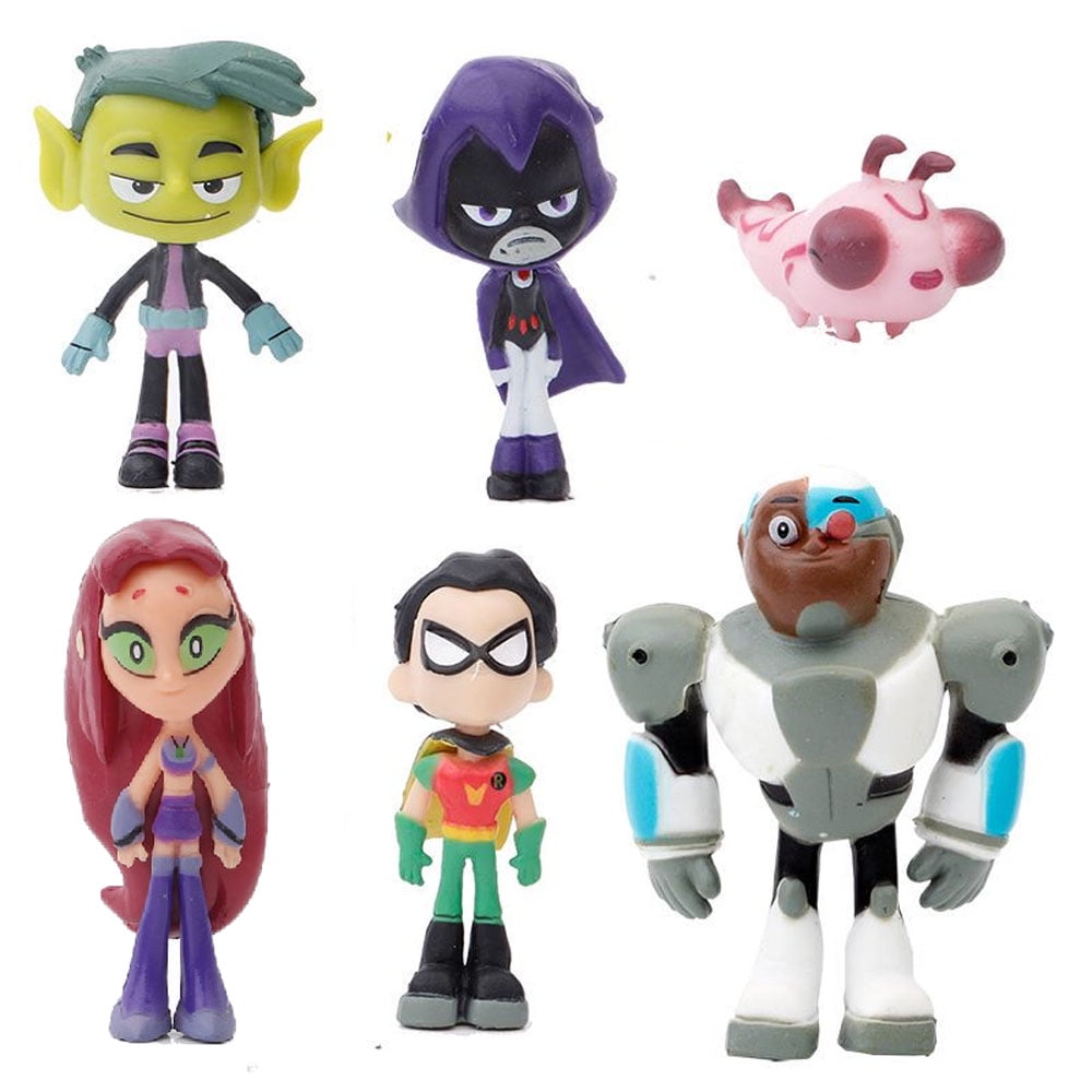 Set 6 Teen Titans Go Action Figures 2' Toy Cake Toppers
