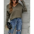 thumbnail image 2 of Solid Color Ribbed Sweater Dark Green Small, 2 of 2
