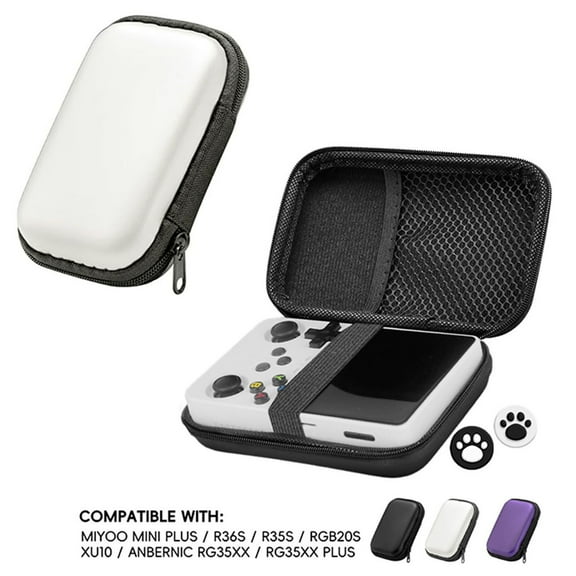 Popular Picks,Hard Carrying Case for Miyoo Mini Plus,Anbrnic/RG35XX/R36S/R35S Retro Handheld Console,Shockproof Storage Bag with 2 Joystick Caps Stylish Look|EVA,Black