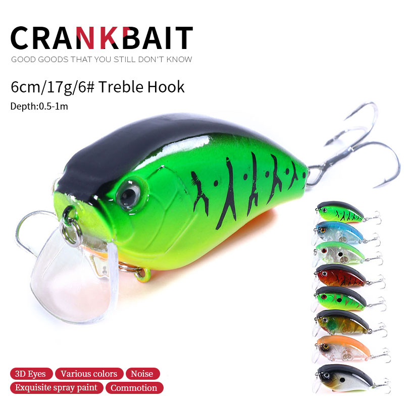 HENGJIA Crankbaits Bass Lures 2.36in, Square Bill Crankbait, Bass Fishing Lure, Floating Fishing Lures, 3D Eyes Fishing Gear Trout Lure for Shallow Diving Crank Bait, Freshwater, Saltwater