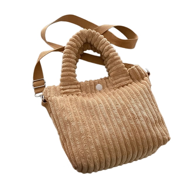 Bolso de hombro de pana para mujer, bandolera de color liso con correa ajustable y asa superior para desplazamientos diarios por la calle.
