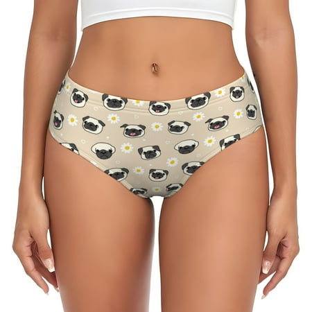 Sikiie Pug Dog Face Women s High Waisted Cotton Underwear Soft Breathable Panties Stretch Briefs Seamless Ladies Panties-X-Small