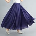 thumbnail image 2 of Womens Solid Color Half Skirt Elastic Waist A Line Skirt Long Half Skirt, Solid Color Sleeveless Full-Length Big & Tall Elastic Waist A-line Skirt Blue, 2 of 4