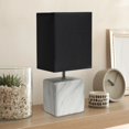 thumbnail image 4 of Simple Designs Petite Marbled Ceramic Table Lamp with Fabric Shade, White with Black Shade, 4 of 6