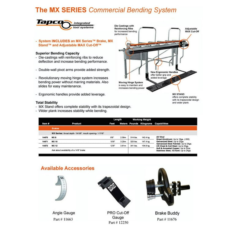 Tapco MX Series 8' 6&quot; Industrial Brake w/ MX Stand &amp; MAX Cut Off 