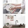 thumbnail image 5 of Pink Roses Kitchen Dish Towels for Drying Dishes Set of 4, Spring Horseshoes Floral Leaves Rustic Waffle Weave Microfiber Hand Tea Bathroom Towels Quick Dry & Absorbent Towel 12x12, 5 of 7