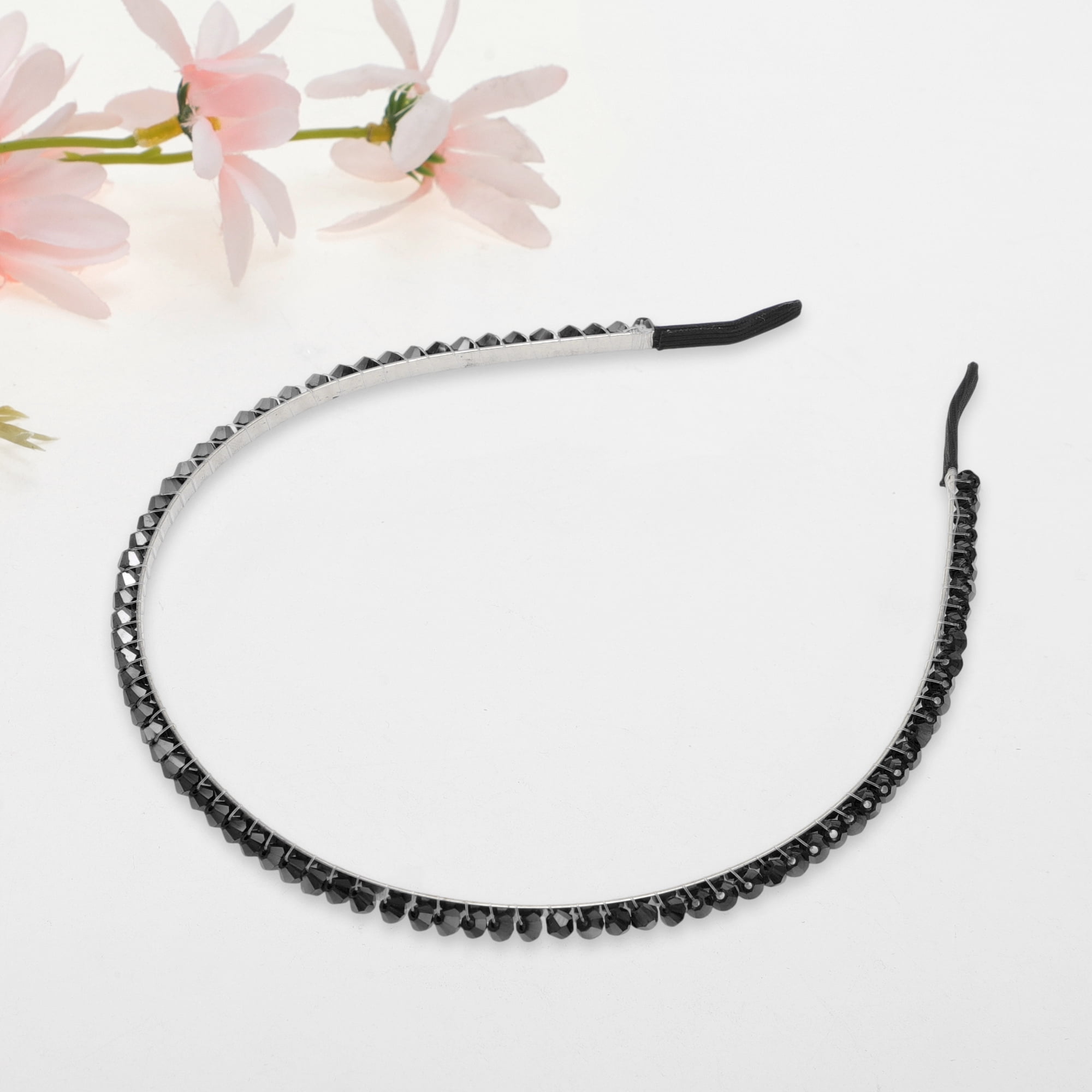 Unique Bargains Durabl Rhinestone Headband Faux Crystal Hair Hoop for Women Black