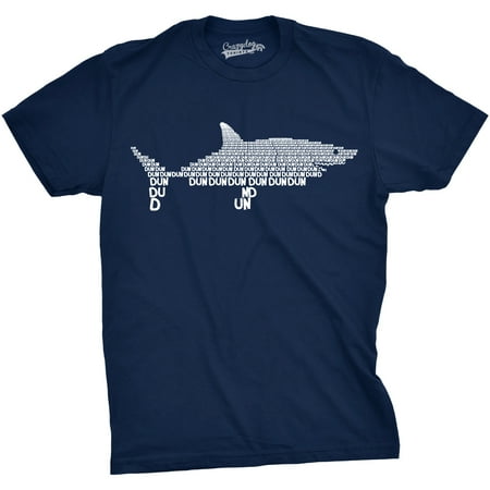 Mens Dun Dun Shark Theme T-Shirt Cool Graphic Great White Music Text