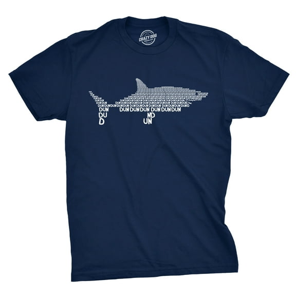 Mens Dun Dun Shark Theme T-Shirt Cool Graphic Great White Music Text Tee Graphic Tees