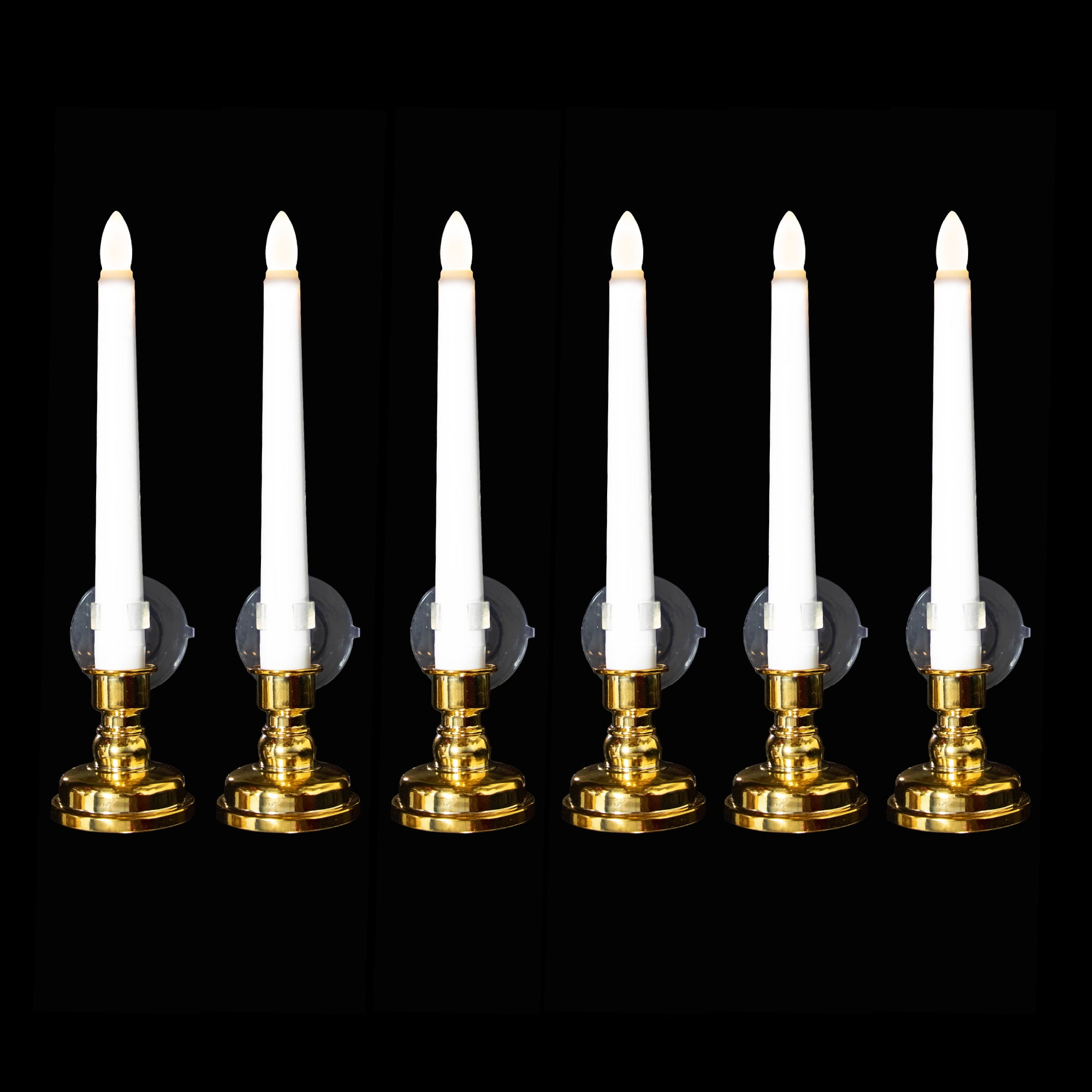 Set of 6 White and Gold Christmas Candle Lights 9.5"