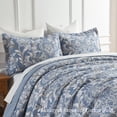 thumbnail image 4 of BCOTTON Queen Quilt Set - Luxury Blue Floral Beddings - 100% Cotton All Season Reversible Bedspread Set for King Bed- Lightweight, Soft, Pre-Washed(Blue/White), 4 of 7