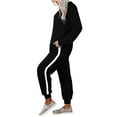 thumbnail image 5 of Eryao 2 Piece Lounge Set Women Color Block Long Sleeve Crew Neck Shirts and Drawstring Jogger Pants Sweatsuits 2025 Winter Fall Tracksuit Outfits,Black,S, 5 of 7