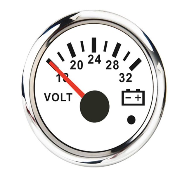 de Indicador LED de Voltaje de Voltios LED Digital Marino de 2 "52 Mm con Carcasa Blanca para Automóvil Y Camión DYNWAVEMX Medidor de voltímetro de motocicleta de coche