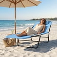 thumbnail image 3 of Outsunny Foldable Outdoor Chaise Lounge Chair, 5-Level Reclining Camping Tanning Chair with Breathable Mesh Fabric and Headrest, Blue, 3 of 11