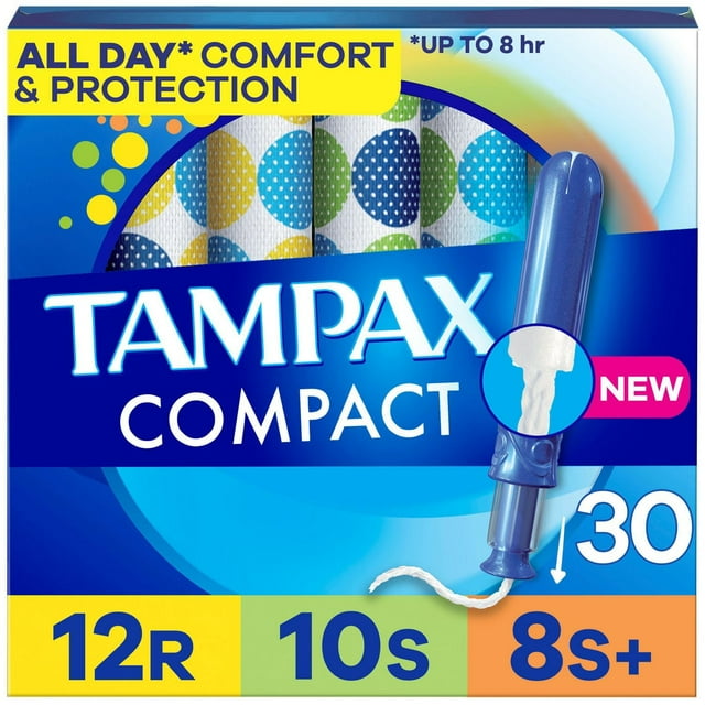Tampax Compact Pearl Tampons Multipack, with LeakGuard Braid & Extendable Applicator, Regular/Super/Super Plus Absorbency, Compact Extendable Applicator, Unscented