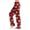 thumbnail image 2 of Women's Soft Comfortable Plush Casual Pyjama Bottoms with Christmas Snowflake and Tree Print, Home Sleep Pants for Winter Wear, Cozy Lounge Pants and Indoor Use, Wine, XL, 2 of 5