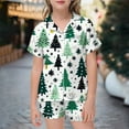 thumbnail image 2 of Weebloom Christmas Girls Pajamas Boys Xmas Satin Silk Kids Short Sleeves 2 Piece Button Down Classic Shorts Nightwear Sleepwear Lovely, 2 of 4