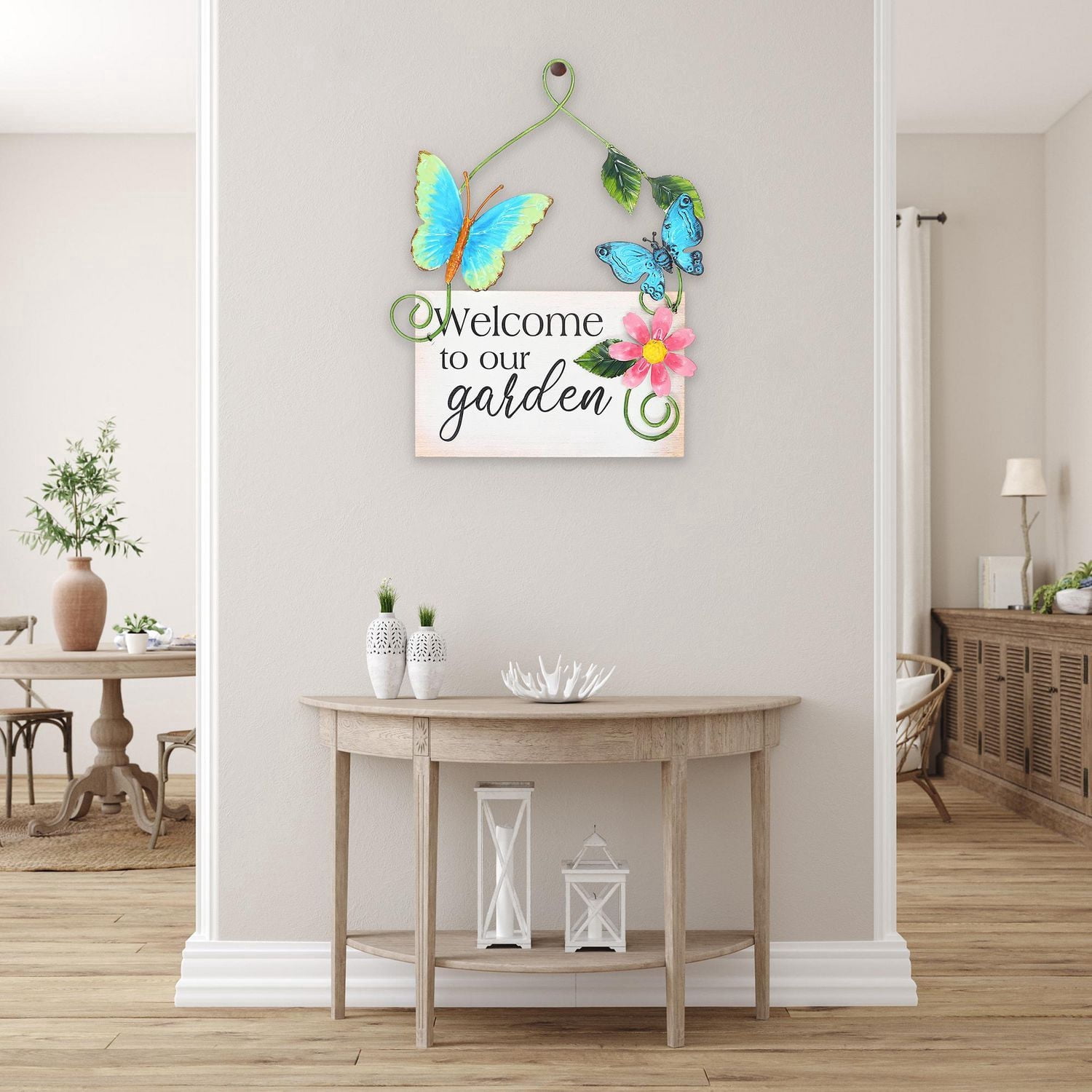 IH Casa Decor Welcome To Our Garden Metal Butterfly Hanger