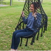Equip Avocado Macrame Hammock Chair, Cotton Blend Black, Size 47” H x 27” W, Capacity 250 lb.