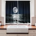 thumbnail image 2 of Ambesonne Moon Kitchen Curtains, Ethereal Theme Drawing, 55"x45", Dark Blue Black White, 2 of 3