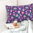 thumbnail image 4 of Kdxio Cotton Pillow Cases 14"x20" Pillowcases,Soft and Breathable Bedroom Pillow Cases-Skull Blue Flower-No Pillow Core, 4 of 5