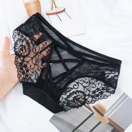 UAYOTSE Sexy Panties for Women Lace Cheeky Underwear String Bikini Panty Ladies High Cut Hipster L White