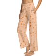 thumbnail image 6 of SCRAWLGOD Stars Print Orange Women's Palazzo Trousers Pants High Waisted Casual Long Pants Comfortable Stretchy Wide Leg Slacks with Side Pockets, XL, 6 of 7
