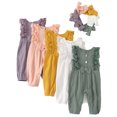 thumbnail image 2 of Gyratedream Newborn Baby Girls Cotton Lace Bow Romper Headband Outfits Set, 2 of 8