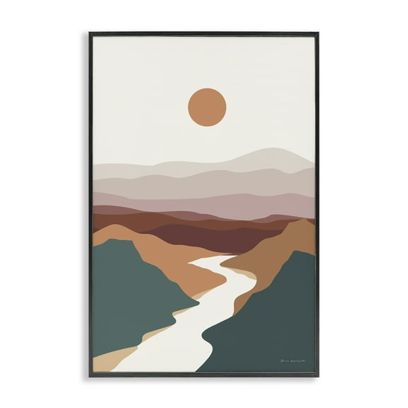 Stupell Industries Natural Mountain Valley Landscape & Nature Painting Black Framed Art Print Wall Art, 12 x 18