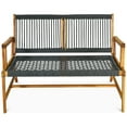 thumbnail image 4 of Gymax Wooden Rope Bench Loveseat Patio Garden Outdoor w/ Armrest & Backrest, 4 of 6