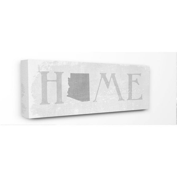 Stupell Industries Arizona Home State Map Grey Neutral Textured Word Design Canvas Wall Art by Daphne Polselli