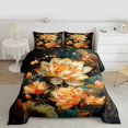 thumbnail image 2 of Manfei Rustic Flower Lotus Bedding Comforter Set,Countryside Lake Plant Twin Comforter Sets,Country Floral Bedding Set For Girls,Breathable Home Decor Reversible,2pcs, 2 of 8
