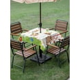 thumbnail image 4 of Outdoor Tablecloth with Umbrella Hole for Patio/Picnic/Party/Camping, Groundhog Day Waterproof Table Cloth Square Cover Washable, Bunting Floral Cartoon Funny Colorful Cute (60"x 60"), 4 of 8