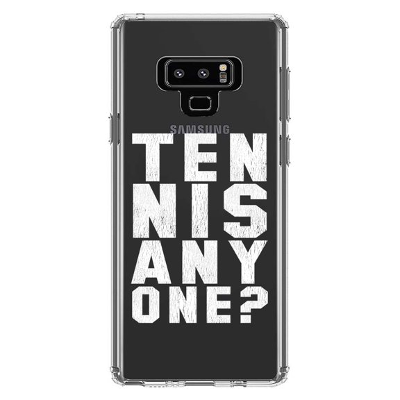 DistinctInk Clear Shockproof Hybrid Case for Samsung Galaxy Note 9 - TPU Bumper Acrylic Back Tempered Glass Screen Protector - Tennis Anyone?