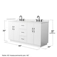 thumbnail image 4 of Elan TK 66" White Double Vanity & Giotto Quartz Top (3-Hole) & Black Trim, 4 of 5