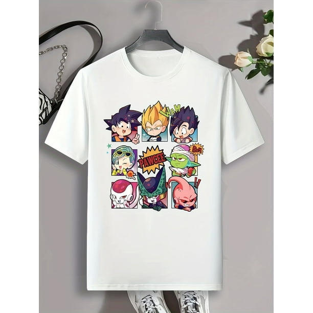 Impresion de personajes de anime de dibujos animados camiseta de cuello redondo de diseno grafico para hombres camisetas comodas y casuales para el