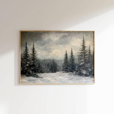 Moody White Winter Wall Art, Tree Print Poster, Winter Print Gallery Wall, Winter Wonderland Home Decor #2920, Unframed Poster Size 8x12