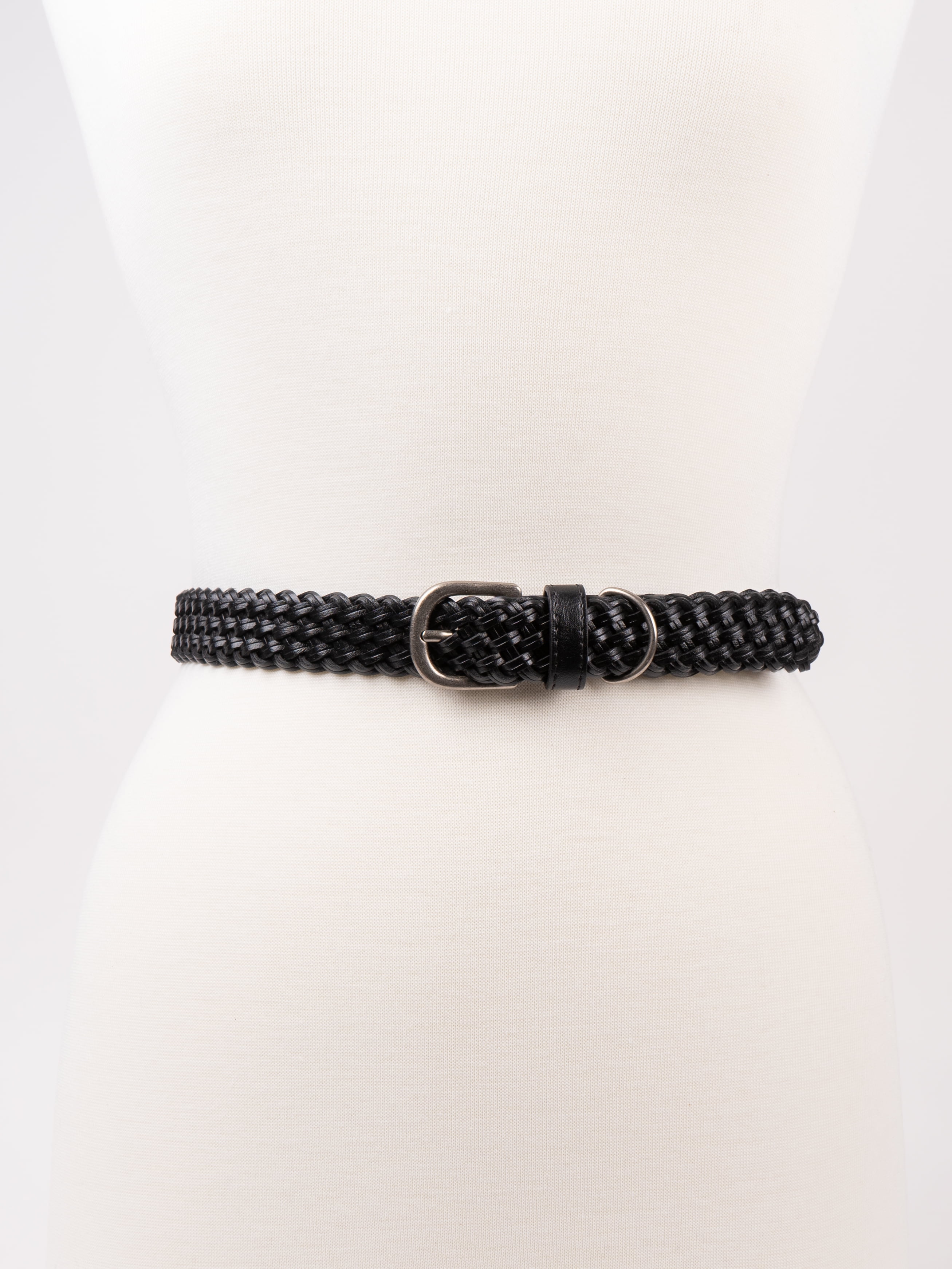 Time and Tru Women's Braided Belt, Black