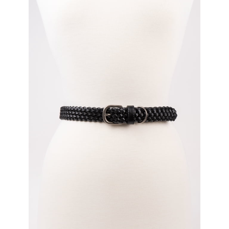 Time and Tru Women's Braided Faux Leather Belt, Black photo 3