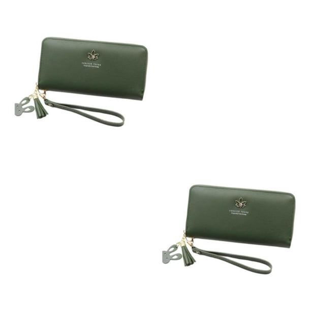 Qarigey Cartera de moda para mujer de PU disponible en muchos colores para cada estilo Cartera con tarjetero Carteras verdes verde 2Conjunto