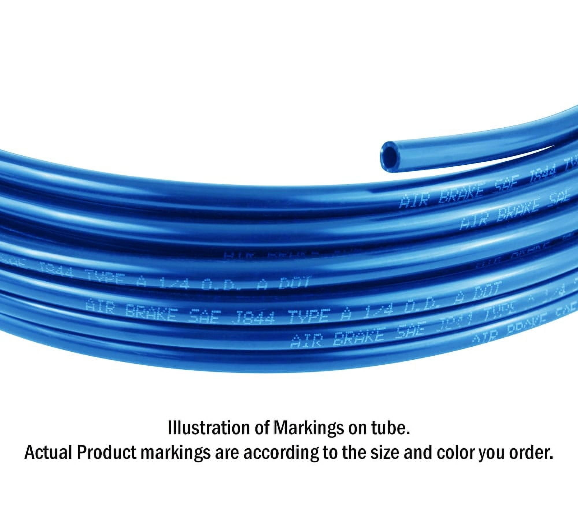 (2 Pack) 1/2" OD x 100' Blue SAE J844 Nylon Air Brake Tubing DOT Compliant | Pneumatic Nylon Air Line Hose for Air Brake System