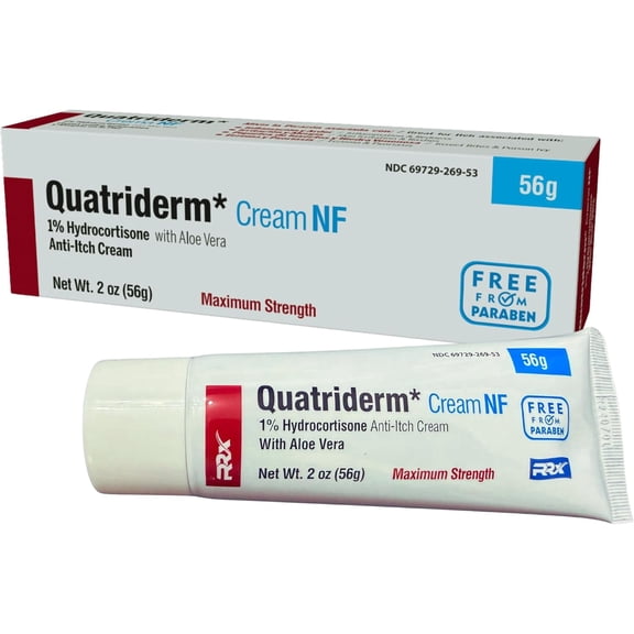 Quatriderm NF Hydrocortisone 1% Anti-Itch Cream with Aloe Vera, 2 oz