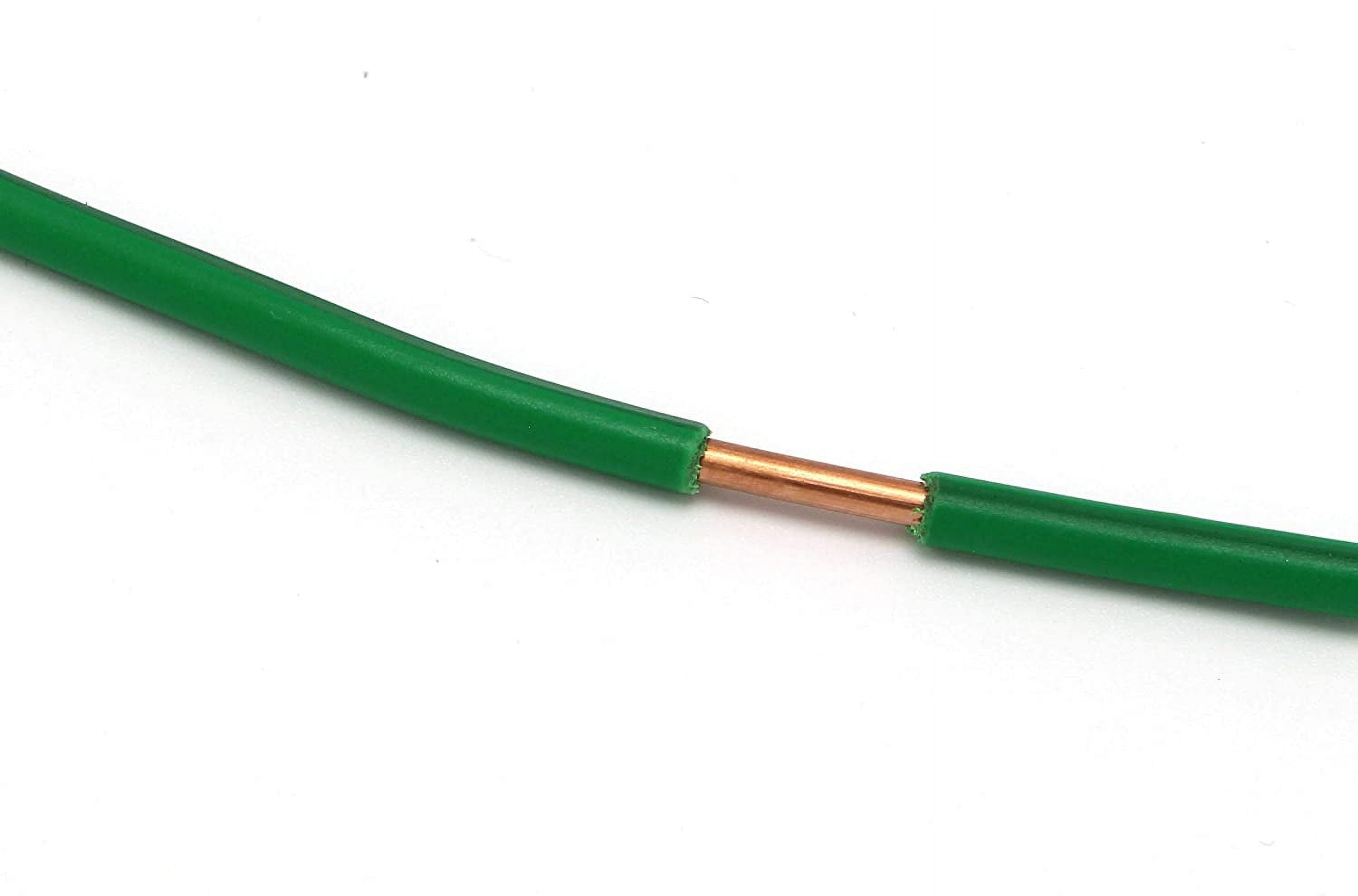 Solid Copper Grounding Wire - Proudly Made in America - Ground Protection Satellite Dish Off-Air TV Signal - UV Jacketed Antenna Electrical Shock # 12 Gauge AWG THHN - Green 25 FT
