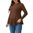 thumbnail image 4 of INSPIRE CHIC Womens Nursing Top Ruffle Pleated Long Sleeve Tunic Rayon Postpartum Breastfeeding Shirt Pregnancy Clothes M Brown, 4 of 6