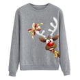 thumbnail image 3 of Pull de Noël pour Femmes Imprimé Graphique Mode Chandail en Molleton Veste Mi-Longue Col Rond Cardigan d'Hiver Chandail à Capuchon Doux Manches Longues Fermeture Blouse, 3 of 6